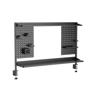 【送料無料】Alterzone 机上ラック 拡張デスクラック クランプ式 モニター用2段式高さ調整シェルフ ペグボード付き デスク上収納ラック フック・コントローラーホルダー付き 組み立て簡単 幅