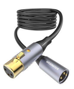 【送料無料】SOUNDFAM XLR 3.5mm 変換ケーブル 90度ステレオ(オス) to XLR (メス) マイクケーブル アンバランス - バーガンディ 色:グレー-XLR ケーブル オス-メス(PVC)、サイズ:1M