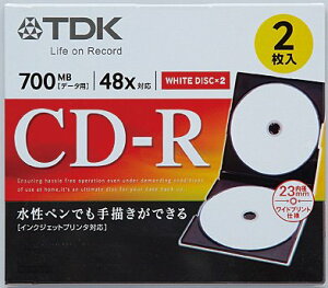 【送料無料】TDK CD-R80PWD2A-H データ用CD-R 2枚組 ホワイト 色:ホワイト