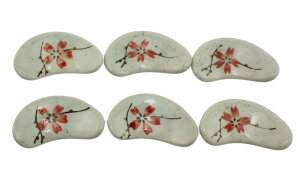 【送料無料】speed mao 桜 シンプル 円形 セラミック 箸置き カラトリー 6個 セット ホワイト