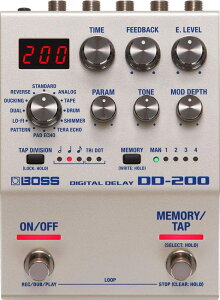 【送料無料】BOSS ボス デジタルディレイ DD-200 Digital Delay コンパクト・エフェクター 12種類のディレイモード ルーパー機能搭載 ギター/ベース 色:白