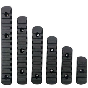 【送料無料】MILQUEST(M-LOK KEYMOD両方対応用 20mmレール)【6種類 6本セット 3/5/7/9/11/13スロット】(樹脂製 軽量 20mmレイルセクション) 色:ブラック