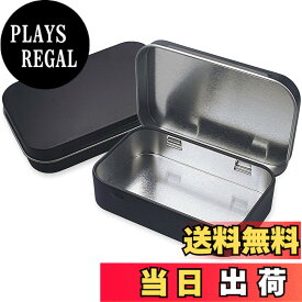 【送料無料】コンドームケース 薬ケース ピル ケース ブリキ缶 パーツボックス メタル収納ケース 小物収納 雑貨入れ 長方形コンテナ 2個セット 色：黒色