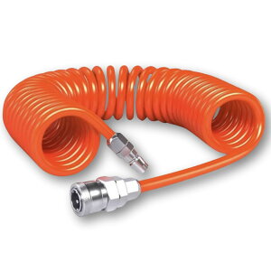 【送料無料】PLEAVIT エアーホース スパイラル 内径4mm 外径6mm ワンタッチ カプラー 継ぎ手 赤 色:赤