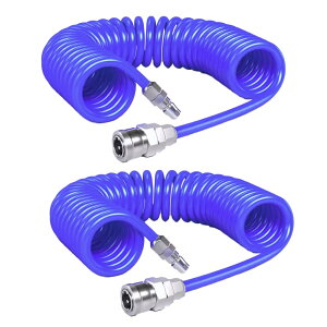 【送料無料】PLEAVIT エアーホース スパイラル 内径5mm 外径8mm ワンタッチ カプラー 継ぎ手 PUウレタン 青 サイズ:内径5mmX外径8mm 6m 2個セット