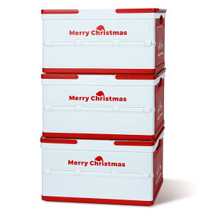 【送料無料】UHAPEER 収納ボックス 3個セット 折り畳み式 90L 持ち手 収納ボックス 木製蓋付き クリスマス収納ケース 二重取っ手付き コンテナ ボックス クリスマス用品整理 アウトドア クリス