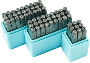 【送料無料】elrinrin レザークラフト ポンチ 筆記体風 刻印 ハンドメイド 打刻印 銅板 真鍮板 アルミ版 色:青 63本セット