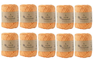 【送料無料】原ウール Knitworm 毛糸 10玉セット チャティコットン 中細 20g(約48m) コットン100% 色:6.オレンジ