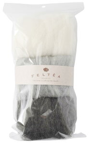 【送料無料】原ウール Feltea 羊毛フェルト 3色セット 色:A.グレー系、サイズ:20g