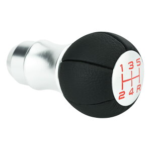 【送料無料】Arenbel 車のシフトノブ 5速 革製とアルミ合金製 8.9CM 手動自動車両汎用 銀 色:シルバー