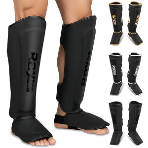 【送料無料】Raytos レガース 【格闘技用レッグサポーター】 キックボクシング 空手 柔道 総合格闘技 に最適 PUレザー&三重構造内張り ひざサポーター すね当て プロテクター S/M/Lサイズ 3色
