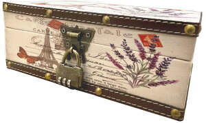 【送料無料】elrinrin 収納箱 木製 収納 アンティーク 小箱 ふた付き レトロ 財宝 インテリア 木箱 鍵付き ギフトボックス 色:B 蝶と花、サイズ:約23cmx16.5cmx9.5cm