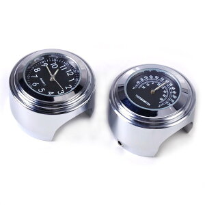 【送料無料】RANZEK 温度計 時計 バイクハンドル用 2個 防水 軽量小型 夜光 可愛いデザイン 使用簡単(22mm〜25mm 7/8〜1インチハンドル適用)黒色