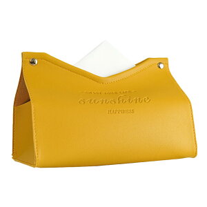 【送料無料】Riblind ティッシュケース おしゃれ 北欧 ソフトパック用 カバー ティッシュボックス PUレザー 北欧デザイン インテリア 隙間 洗面所 収納ケース 色:イエロー、サイズ:Medium