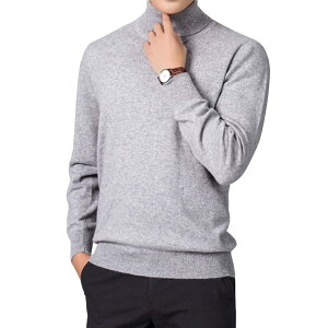 【送料無料】CLAZOLIY セーター メンズ タートルネック ニット 春秋冬 無地 長袖 暖かい 防寒 カジュアル おしゃれ シンプル カットソー トップス CL125 色:グレー、サイズ:L