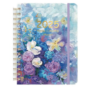 【送料無料】Bethany Home 手帳 2025年 英語 A5 マンスリー カレンダー 日記帳 日付付き かわいい 薄型 スケジュール帳 ウィークリー ブロック仕様 ダイアリー ノート インデックスラベル付き 仕