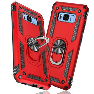 【送料無料】TMUJWS Samsung Galaxy S8 ケース リング 耐衝撃 衝撃吸収 傷防止 全面保護 カメラ保護 スタンド付き TPU+PCバンパー 指紋防止対策 二重構造 360度回転 防塵 車載ホルダー対応 黄変防止 米