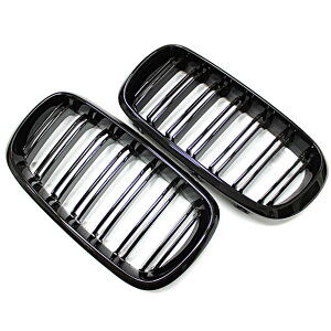 【送料無料】Wellvie classy BMW互換 f15 X5 f16 X6 キドニー グリル 艶有り グロス ダブルフィン 2014年~ カーパーツ 外装パーツ カスタム ドレスアップ カー用品 車専用(2個セット/ブラック) 色:ブ