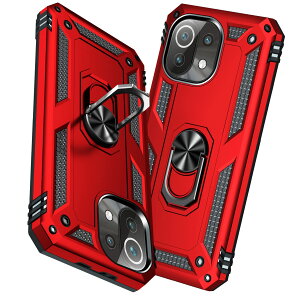 【送料無料】TMUJWS Xiaomi Mi 11 Lite 5G ケース リング付き 耐衝撃 衝撃吸収 傷防止 全面保護 カメラ保護 スタンド付き TPU+PCバンパー 指紋防止対策 シャオミ ミー 11 lite 5g ケース 二重構造 360度回