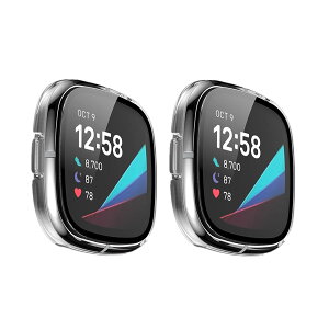 yzLICHIFIT Fitbit Versa 3/SensepیP[X Jo[ PCt[ KXtB ̉ X}[gEHb`Jo[ EȒP ϏՌ h~y  ANZT[ FF{
