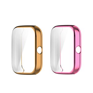 【送料無料】LICHIFIT 保護ケース Amazfit Bip3/Bip3 Pro用カバー PCフレーム+強化ガラスフィルム 一体化 スマートウォッチカバー 脱着簡単 耐衝撃 傷防止 軽量 充電対応 おしゃれ 色:ローズゴール