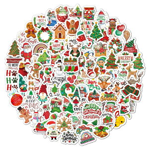 【送料無料】MYLCHBDJクリスマス シール クリスマス ステッカー 100枚 防水スサンタクロース クリスマスプレゼント スーツケース ギター 車 バイク ヘルメットパソコンラップトップ携帯ノート