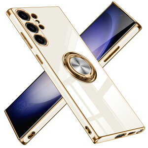 【送料無料】Galaxy S24 ケース リング 耐衝撃 レンズ保護 軽量 サムスン ギャラクシー s24 ケース メッキ加工 ソフトケース スタンド機能 車載ホルダー 対応 サラサラ触り心地 MZ85-S24 色:アン