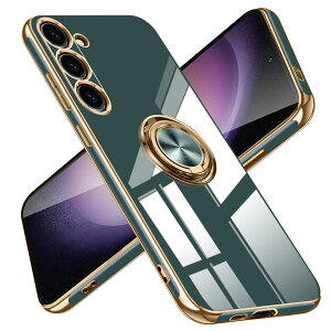 【送料無料】Galaxy S24 ケース リング 耐衝撃 レンズ保護 軽量 サムスン ギャラクシー s24 ケース メッキ加工 ソフトケース スタンド機能 車載ホルダー 対応 サラサラ触り心地 MZ85-S24 色:グレ