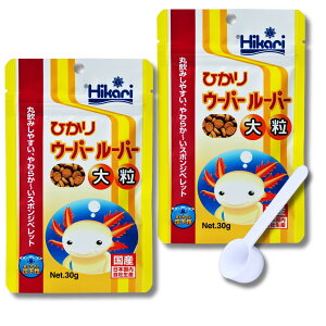【送料無料】キョーリン ひかり ウーパールーパー 餌 大粒 30g エサ 両生類餌 国産 【2個セット】餌やりスプーン付き