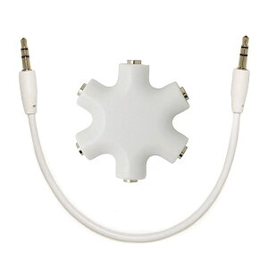 【送料無料】マルチイヤホンスプリッター 3.5mm ステレオイヤホンプラグ 5ウェイ 6ポート イヤフォンジャック分配器 メス接続器 ヘッドフォンアダプタ オーディオスプリッター コネクター 3.