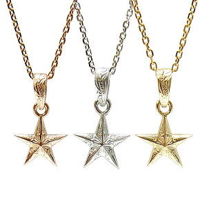 【送料無料】ハワイアンジュエリー ネックレス 星 スター レディース メンズ イエローゴールド シルバー ステンレススチール 色:スチールシルバー