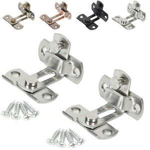 【送料無料】fogman ドアバックル 90度 引き戸 鍵 ロック 直角 選べるカラー 選べるサイズ 2個セット 色:黒・銀・銅・青銅、サイズ:Sサイズ