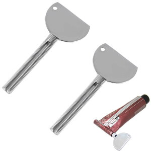 【送料無料】fogman チューブ搾り チューブプレッサー ステンレス 歯磨き粉 使いやすい 化粧品 2個セット 色:シルバー、サイズ:中