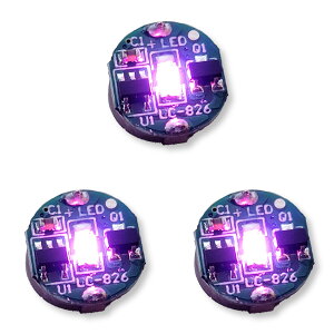 【送料無料】Lezalic LED 電飾 磁気スイッチ 3個セット ボタン電池 (CR927対応) 超小型 ワイヤレス 模型 プラモデル フィギュア ライト 照明 極小 色:パープル