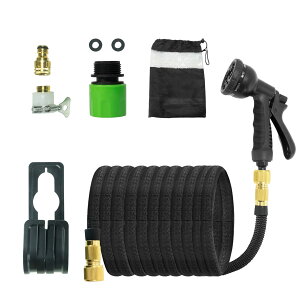 【送料無料】STEELMIGHT ガーデンホース 伸縮ホース 散水ホース TPE内管 耐圧 色:アルミ合金コネクタ、サイズ:2.5M