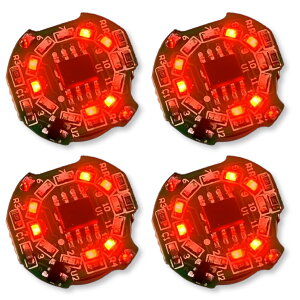 【送料無料】Lezalic 電飾 LED 回転 点滅 小型 4個セット ボタン電池 (CR1632対応) 磁気スイッチ ワイヤレス ライト 模型 ジオラマ フィギュア プラモデル 極小 磁石 色:レッド