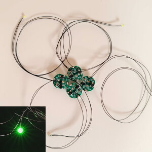 【送料無料】Lezalic LED 電飾 リード線付き 磁気スイッチ 4個セット ボタン電池 (CR927対応) ワイヤレス 超小型 模型 プラモデル フィギュア ライト 照明 極小 色:グリーン (4個)