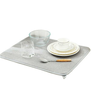 【送料無料】水切りマット 抗菌 速乾吸水マット 丸めて収納 キッチン マイクロファイバー シンク上 棚シート 食器乾燥マット 速乾 抗菌 30x40cm (グレー) サイズ:30x40 cm