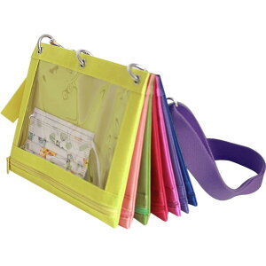 【送料無料】YUYAKESHIファイルケース B5サイズ クリア 色別収納 7色 書類入れ 整理 ジッパー 防水 PVC 収納 個別フォルダー セット 色:パープル・ショルダーバッグ