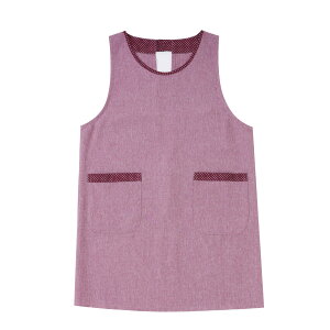 【送料無料】割烹着 おしゃれ かっぽう着 エプロン しわになりにくい 速乾 女性用 人気アイテム シンプル かわいい ポケット付き 保育士 看護 ガーデニング 料理教室 色:パープルドットx袖