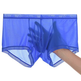 【送料無料】[ZONBAILON] ボクサーパンツ メンズ 冷感 蒸れない 夏 男性下着 またずれ防止パンツ ローライズボクサーパンツ ブリーフ 速乾 通気性 色：ブルー、サイズ：2XL RegularShort