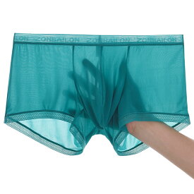 【送料無料】[ZONBAILON] ボクサーパンツ メンズ 冷感 蒸れない 夏 男性下着 またずれ防止パンツ ローライズボクサーパンツ ブリーフ 速乾 通気性 色：グリーン、サイズ：2XL RegularShort
