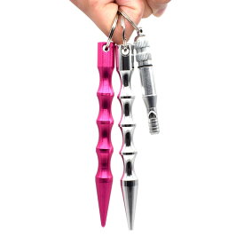 【送料無料】Riao-Tech 護身用 クボタン キーホルダー タクティカルスティック アルミ棒 痴漢対策 武器 防犯 軽量 色：ピンク+シルバー