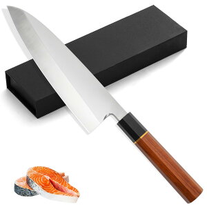 【送料無料】Irai Utaki 出刃包丁 身卸し出刃包丁 プロ仕様 右利き用 ハイカーボンステンレス鋼複合鍛造 和式ハンドル 魚用包丁 魚捌き 三枚おろし 鳥 肉解体 頭の兜割り プレゼント 色:左手