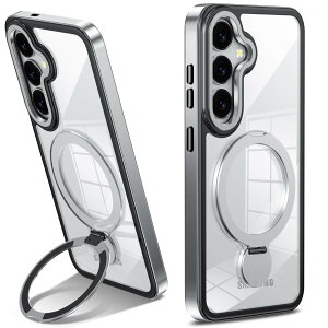 【送料無料】TMUJWS Galaxy S25 用ケース Magnetic対応 リング付き SC-51F SCG31 ケース クリア 耐衝撃 米軍MIL規格 360°回転スタンド 縦横両対応 ワイヤレス充電対応 ギャラクシー s25 カバー 透明 耐久性