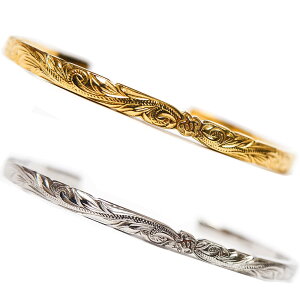 【送料無料】ハワイアンジュエリー バングル ホヌ スクロール 海亀 波 レディース メンズ 金属アレルギー対応 サージカル ステンレス 色:スチールシルバー、サイズ:ワンサイズ