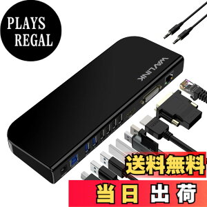 �y���������zWAVLINK USB 3.0A/type-C-�f���A�� HDMI �A�_�v�^�[ 4K�o�� �~�j�h�b�L���O�X�e�[�V���� �F�F�u���b�N�A�T�C�Y�F13-in1 ���@�\�h�b�L���O �X�e�[�V����