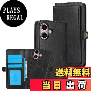 �y���������zfor iPhone 16 Many Card Slots 2in1 Detachable Wallet Case �F�F�u���b�N�A�T�C�Y�FiPhone 16 Plus