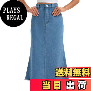 �y���������z[CIMUK] Women Denim Skirt Maxi A Line High Waisted Raw Hem Casual Jean Skirt Sky Blue M �F�F��F�A�T�C�Y�FM