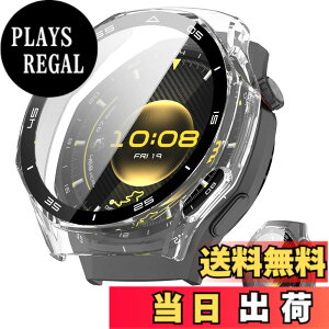 �y���������zJIAYJP for HUAWEI WATCH GT 6 Pro 46mm �p �P�[�X �K���X�t�C���� ��̌^�P�[�X PC+�K���X�f�� �w��h�~ �ϏՌ� �����ȒP �����ߗ� �S�ʕی� �����^ HUAWEI WATCH GT 6 Pro 46mm �J�o�[ (�N���A) �F